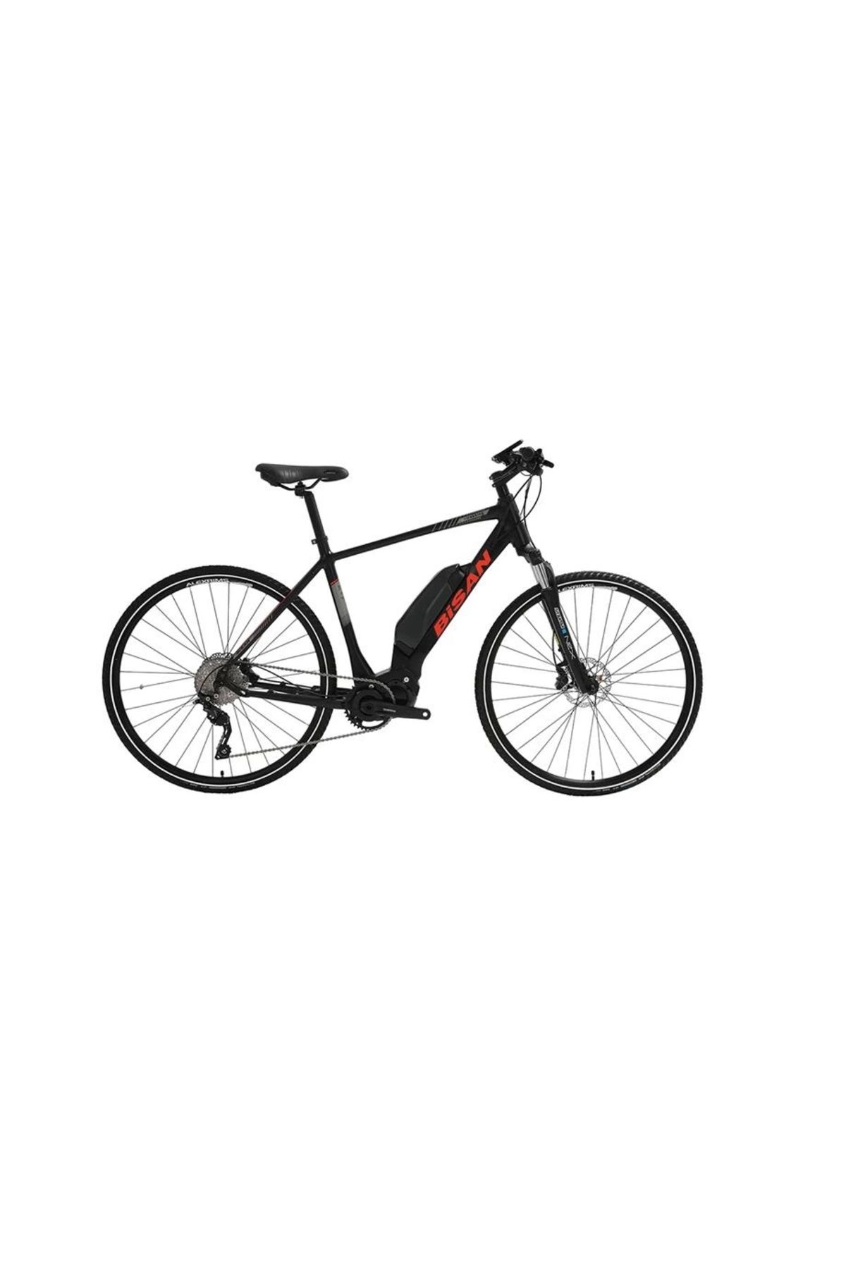 Bisan BİSAN E-TREKKING ELEKTRİKLİ ERKEK ŞEHİR BİSİKLETİ 48CM HD 28 JANT 10 VİTES MAT SİYAH KIRMIZI