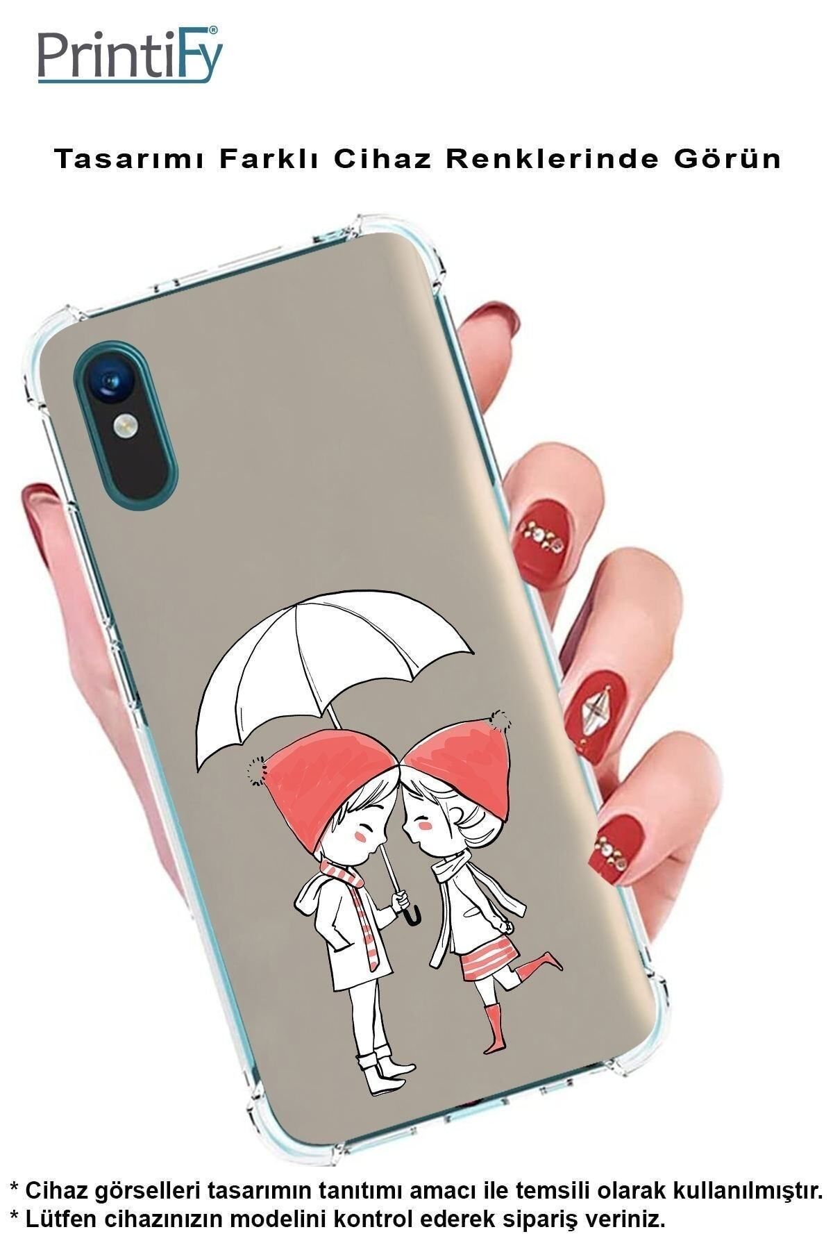 PrintiFy Samsung Galaxy A26 ile Uyumlu Aşk Baskılı Şeffaf Köşe Korumalı Antişok Kılıf