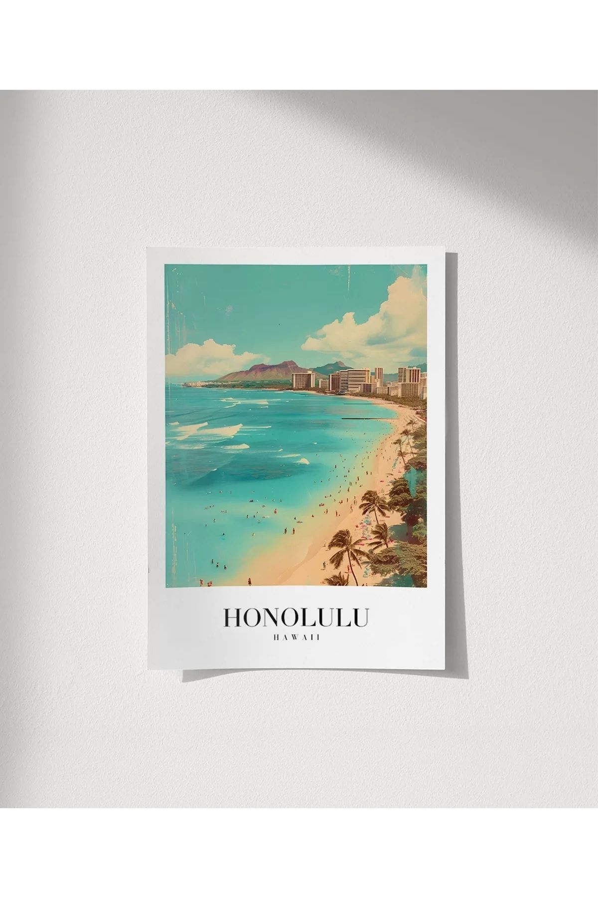 VOGLOO Çerçevesiz Poster Palmiye Rüzgarında Honolulu