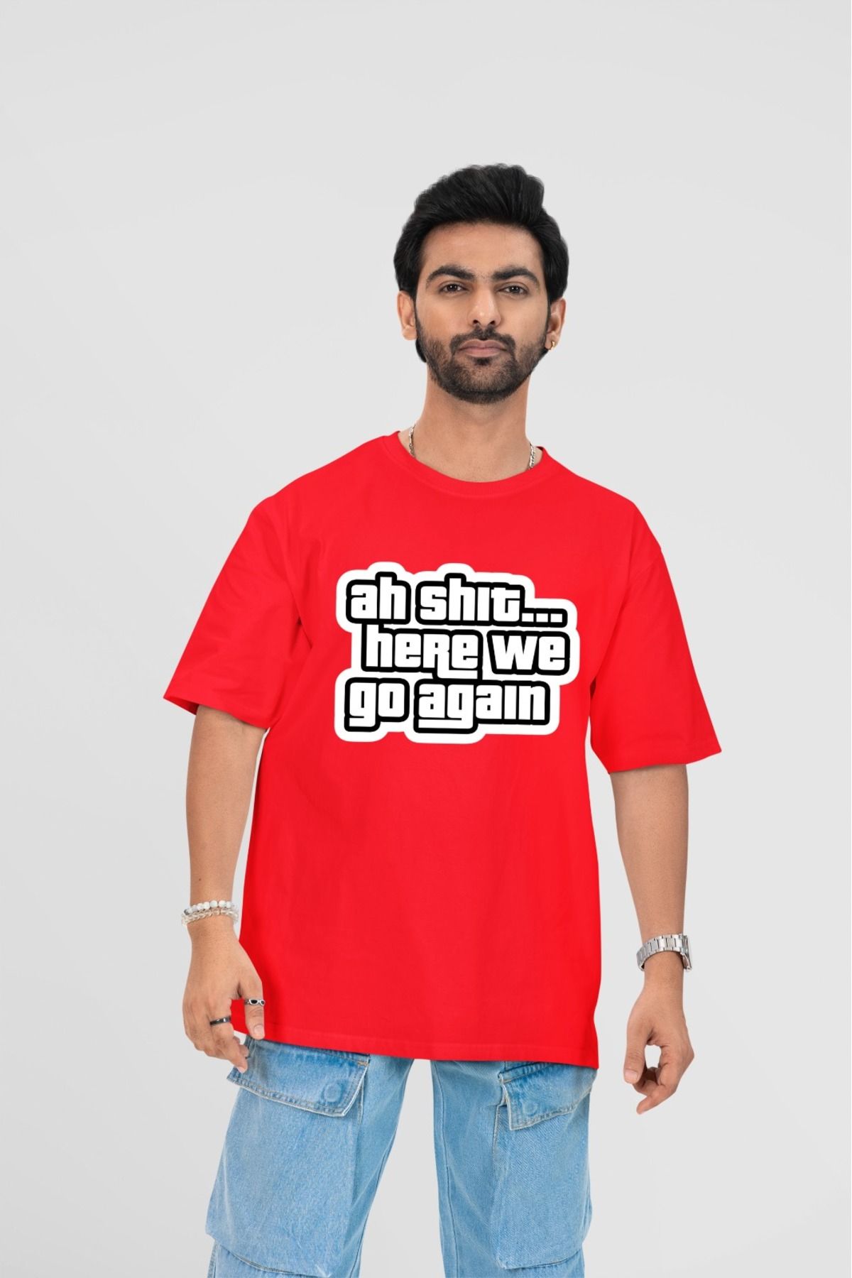Butik ERKEK/KADIN -AH SHIT- TRANSFER BASKILI YUVARLAK YAKA KISA KOL TİŞÖRT