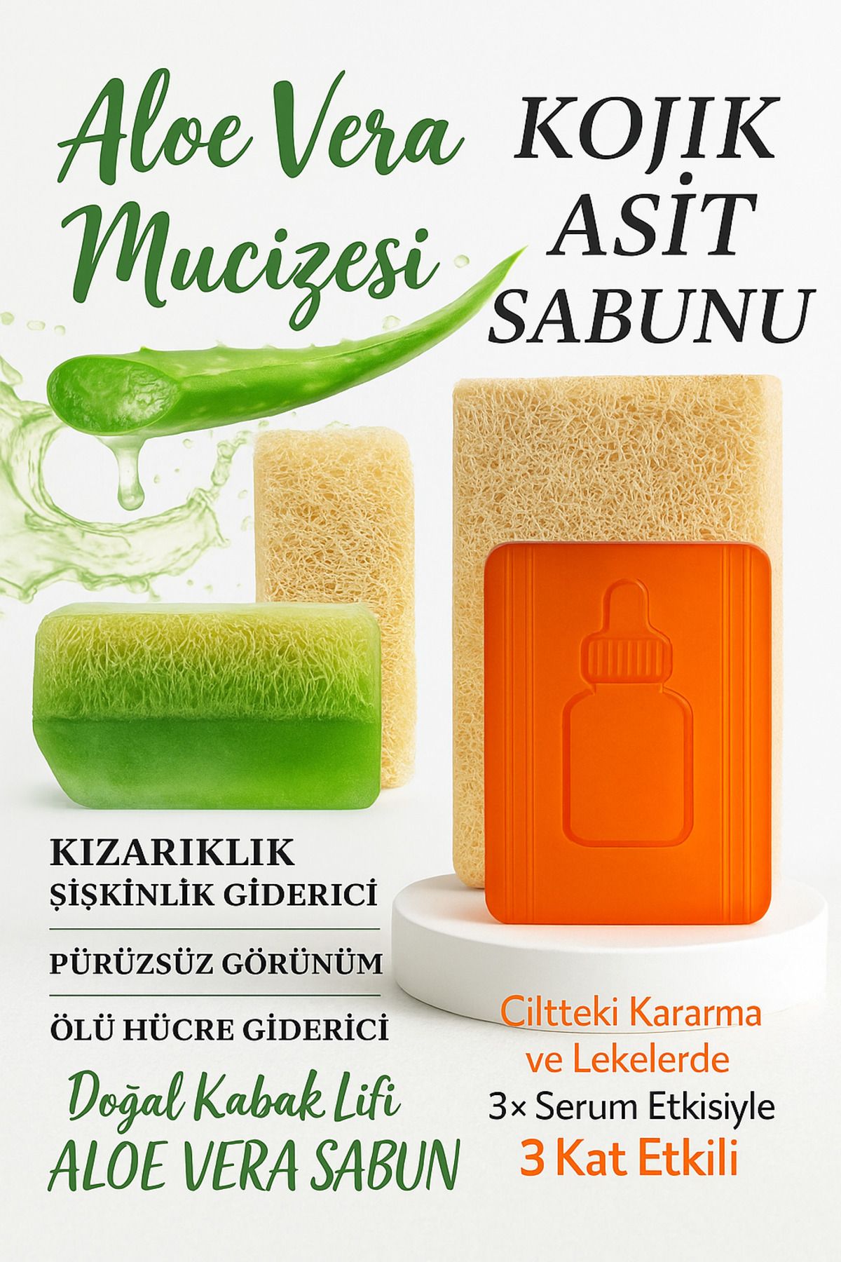 karacadağ Aloe Vera – Kojik Asit – Keçi Sütlü Sabun Seti 3’lü Doğal Cilt Bakım Sabunu | Leke – Nem – Temizlik