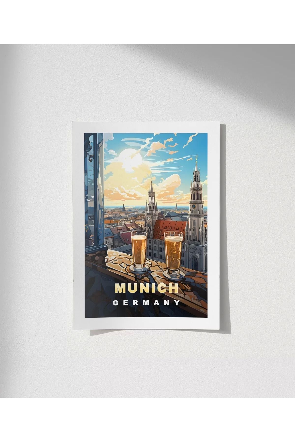 VOGLOO Çerçevesiz Poster Münih'in İkonik Kuleleri