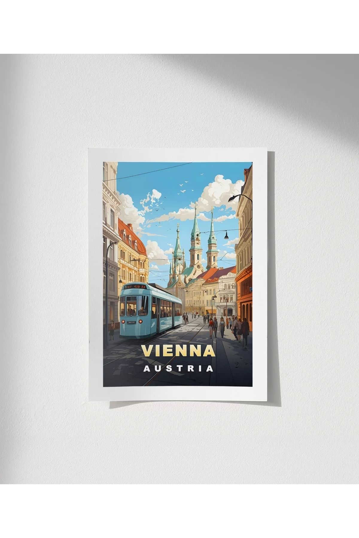 VOGLOO Çerçevesiz Poster Viyana’nın Tarihi Sokakları ile Sanat