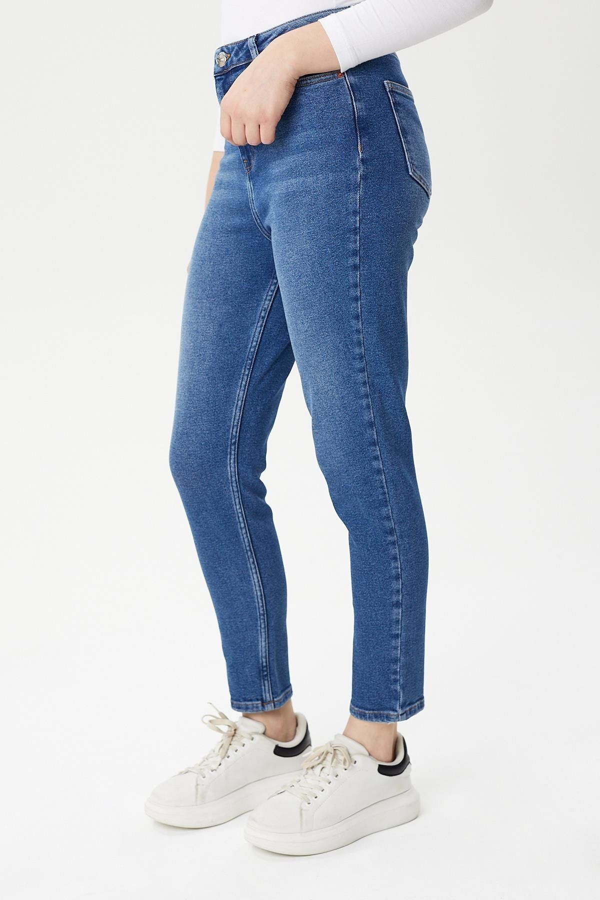 Twister Jeans Mila 9444-05 Middle Blue Likralı Toparlayıcı Kumaş Dar Kesim Kadın Kot Pantolon A.Mavi