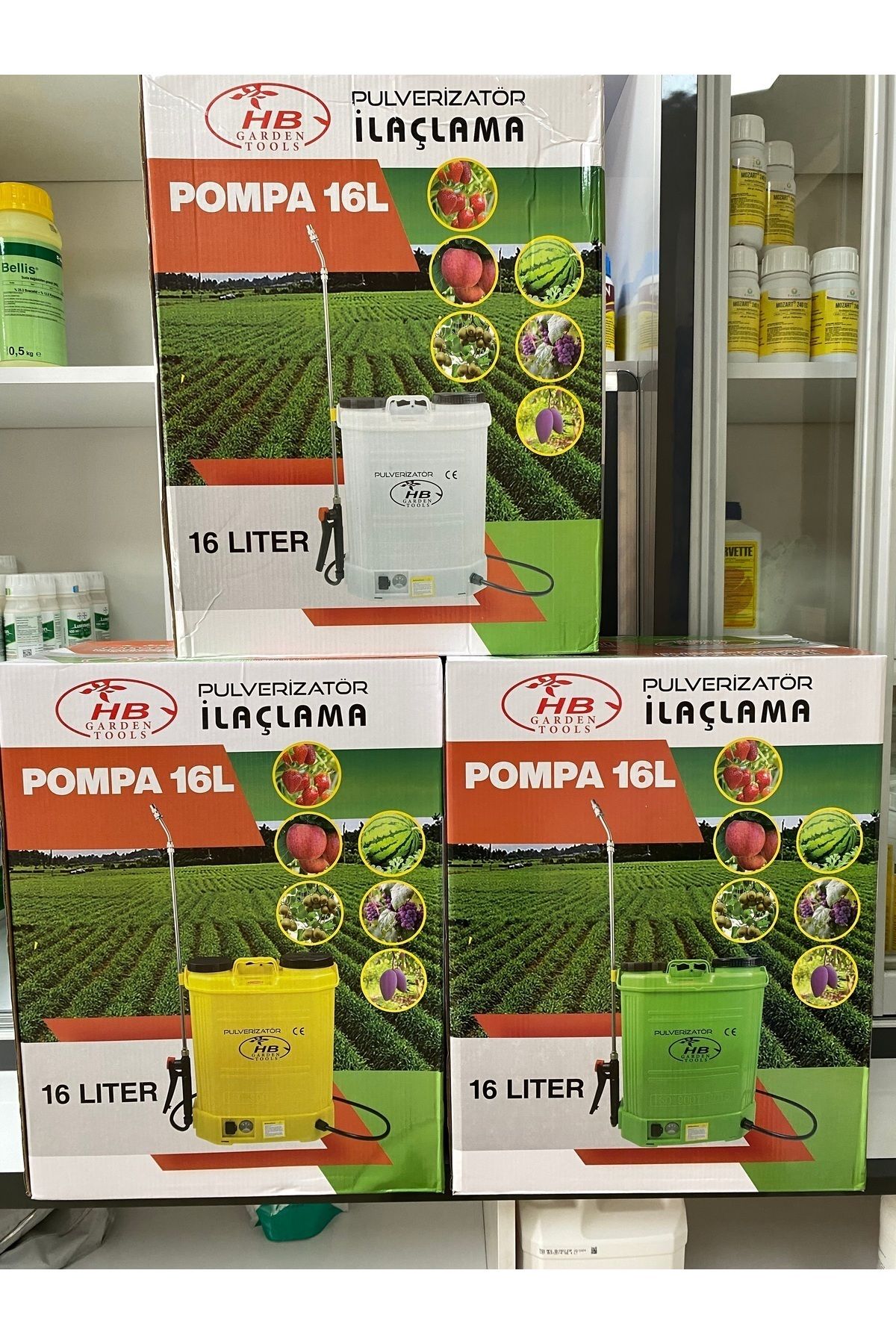 HB Garden 16 Lt Şarjlı Ilaçlama Pompası--sarı-mavi-yeşil-beyaz