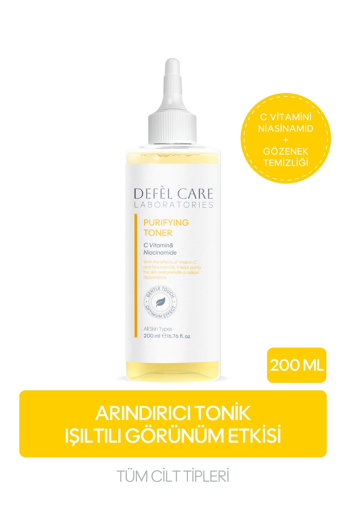 Defel Care Arındırıcı Tonik – Arındırıcı ve Işıltı Veren Günlük Cilt Bakım Toniği (200 ml)