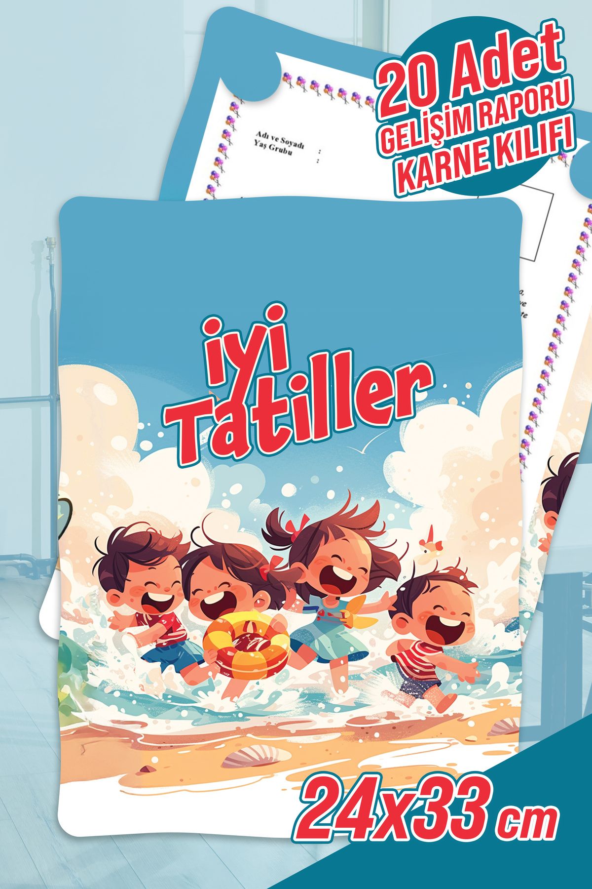 colortouch Çocuklar Denizde 2 A4 Ana Sınıfı Gelişim Raporu Karne Kılıfı ( Kabı ) 20 Adet Karne Süsleme