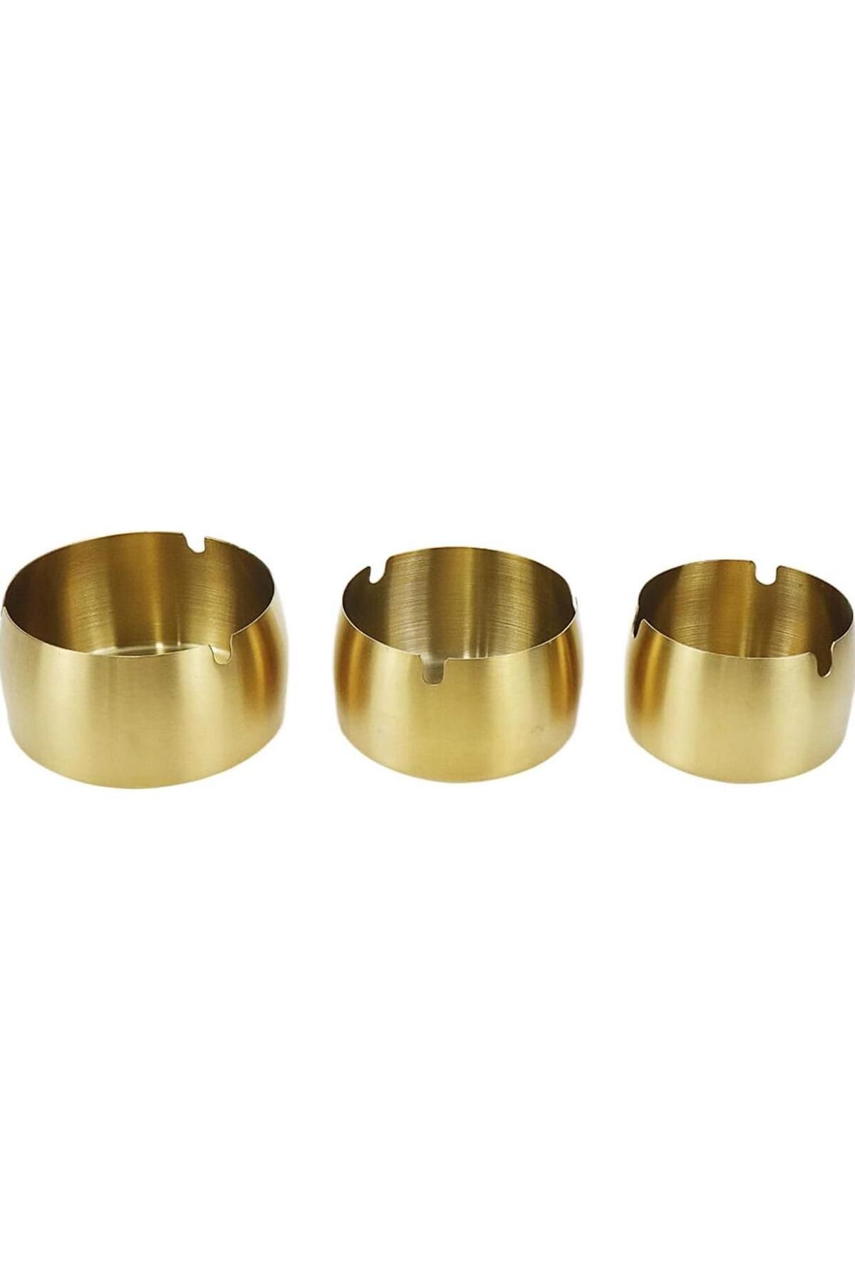 YDGR Gold Paslanmaz Çelik Küllük Masa Üstü Küllük Altın Yuvarlak Kül Tablası