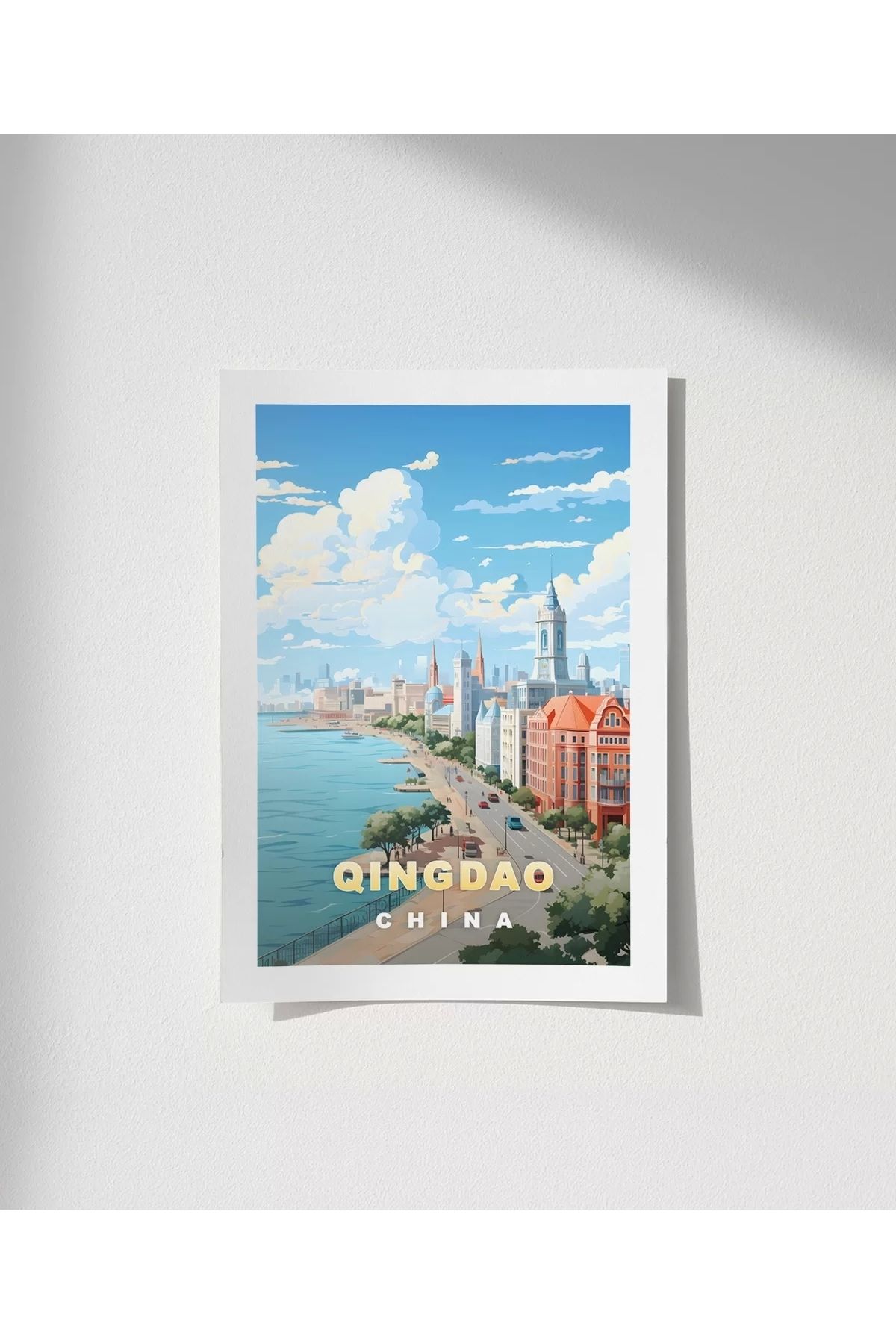 VOGLOO Çerçevesiz Poster Qingdao Sahil Manzarası