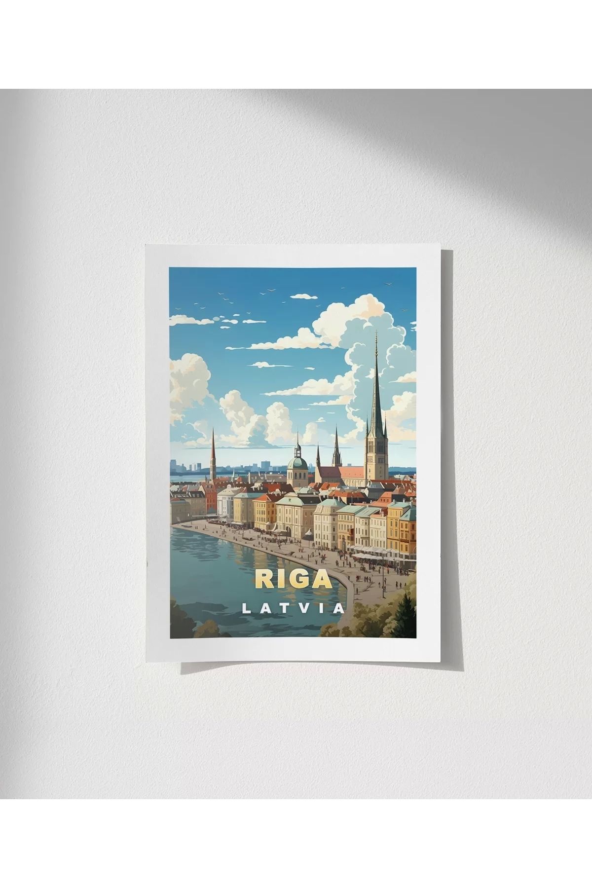 VOGLOO Çerçevesiz Poster Riga'nın Büyüleyici Silüeti