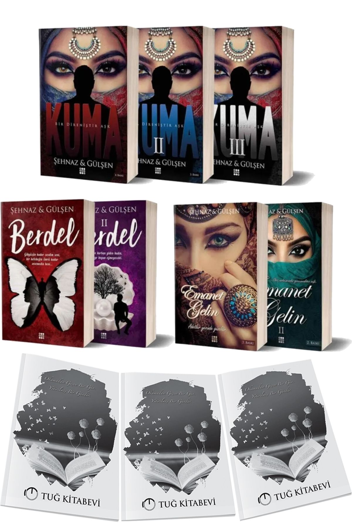 Dokuz Yayınları Kuma Berdel Emanet Gelin Karton Kapak Şehnaz & Gülşen 7 Kitap + Hediyeli