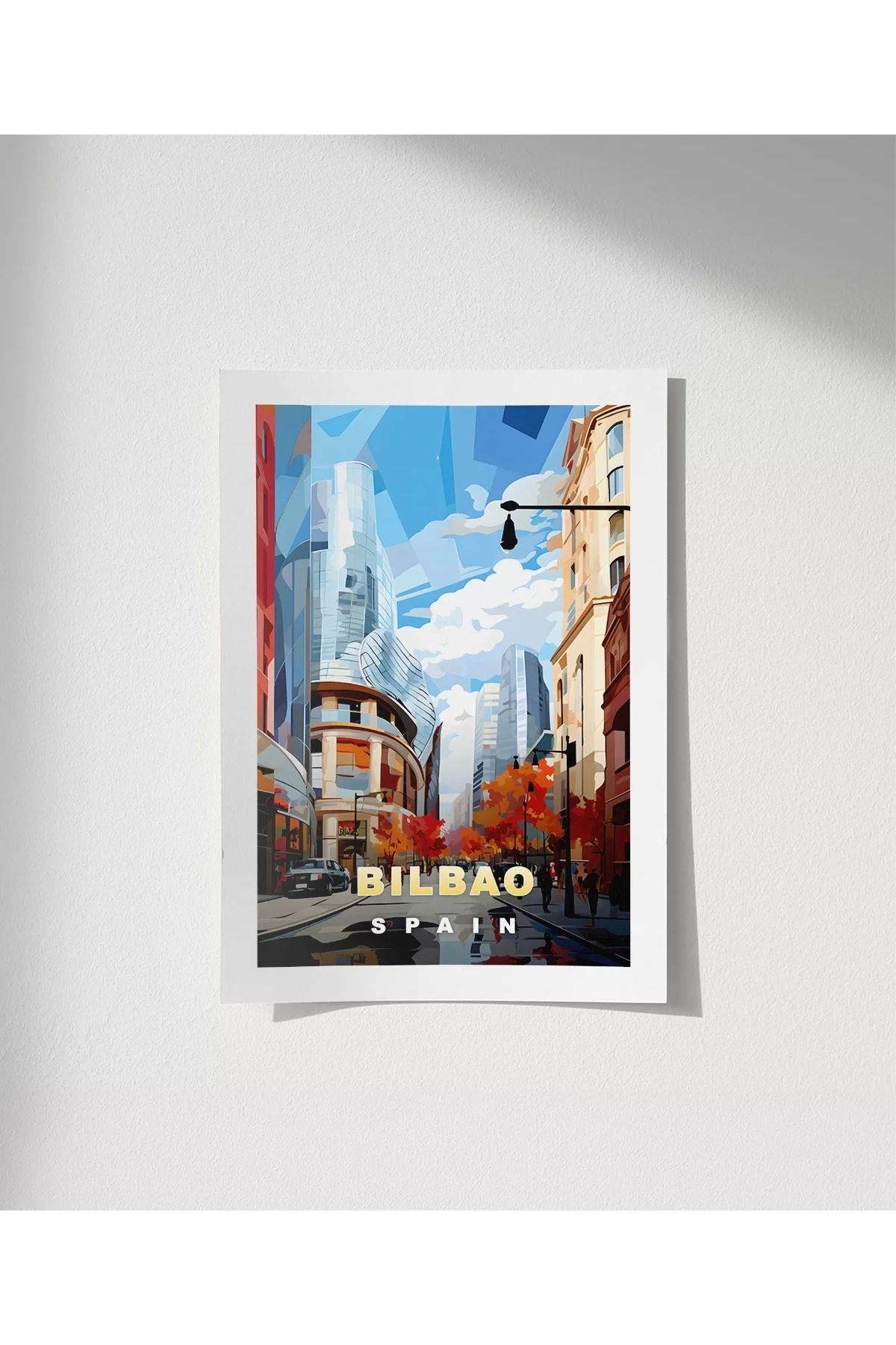 VOGLOO Çerçevesiz Poster Modern Sanatın Şehri Bilbao