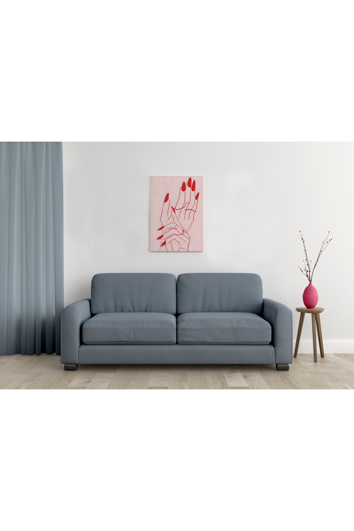 waspandhornet Kırmızı Tırnak Sanatlı MDF Tablo