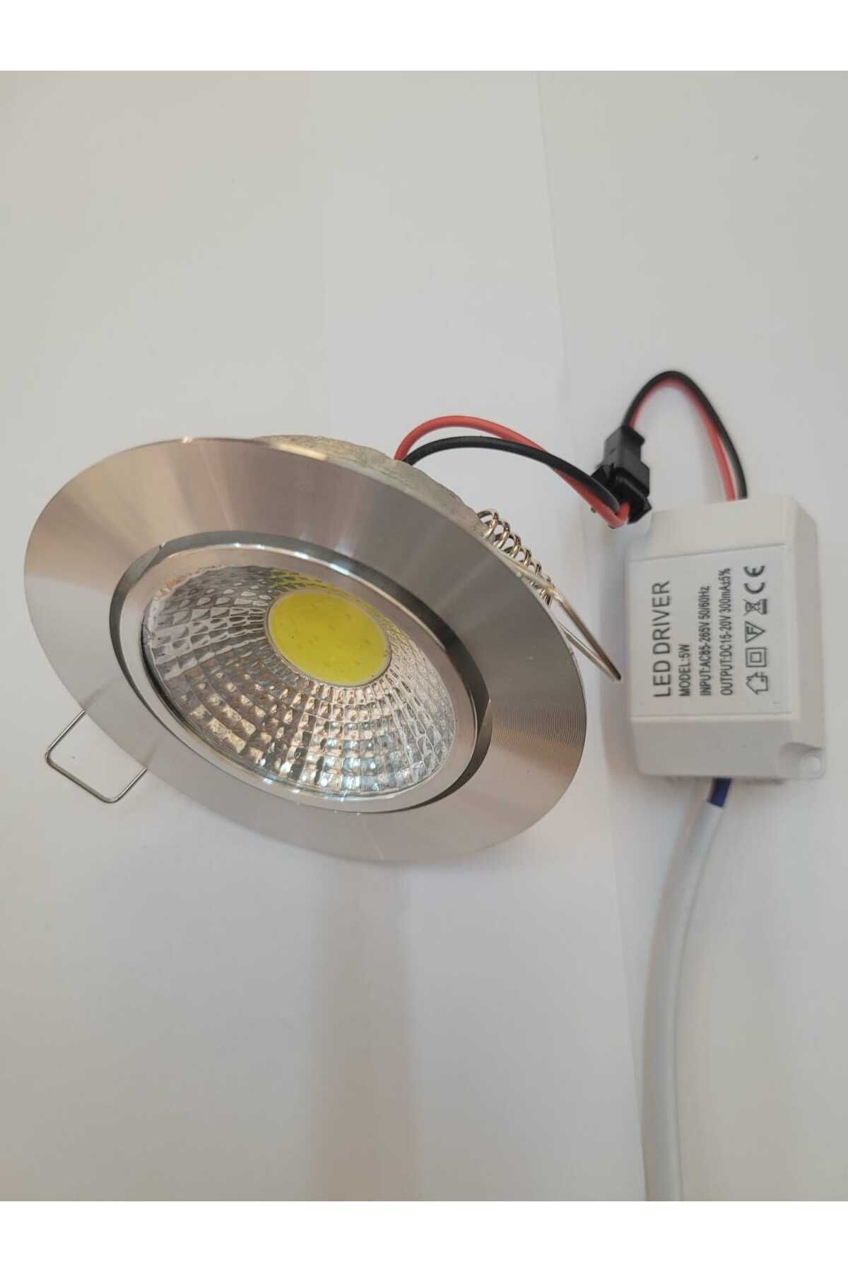 Valens 5 Watt Krom Kasa Beyaz Işık Trafolu Cob Led Spot 10 Adet
