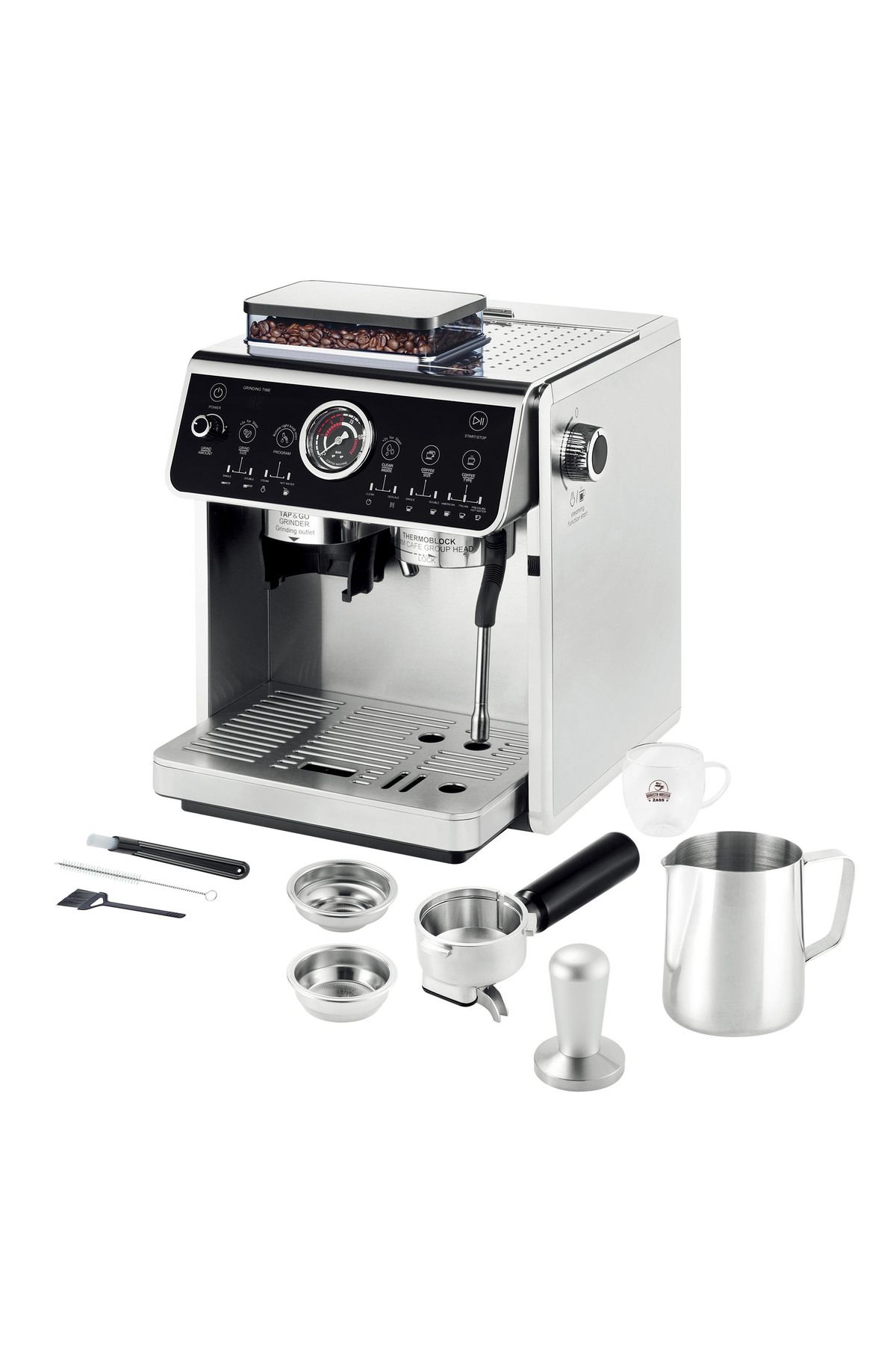Zass-Semi-professional espresso coffee machine ZASS Pro Line ZEM 11, 2800W Touch LED display 20 bar 2.7 L 2