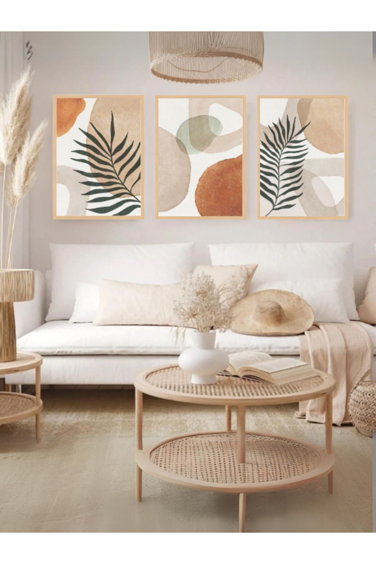 Tuba Decor 3 Parça Ahşap Çerçeve Görünümlü MDF Poster Tablo Seti