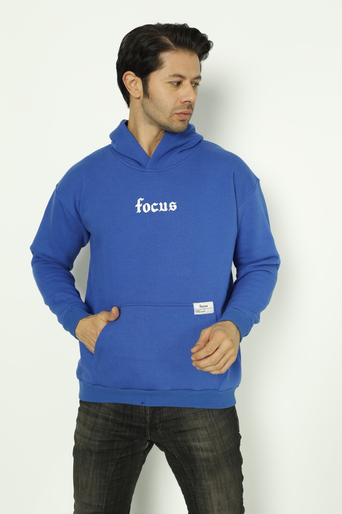 Focus Oversize Focus Baskılı Oversize Kapüşonlu Sweatshirt