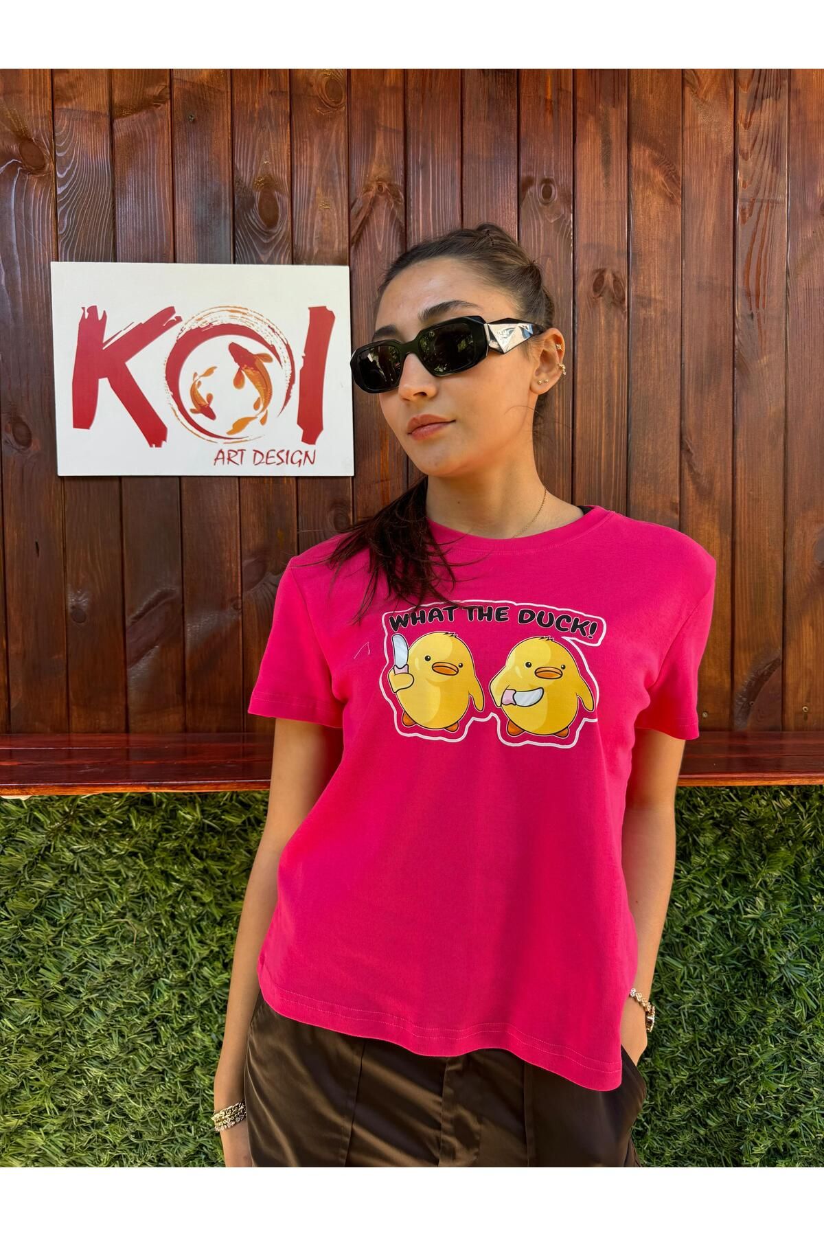 Butik what the duck / Kadın pembe Renk T-Shirt