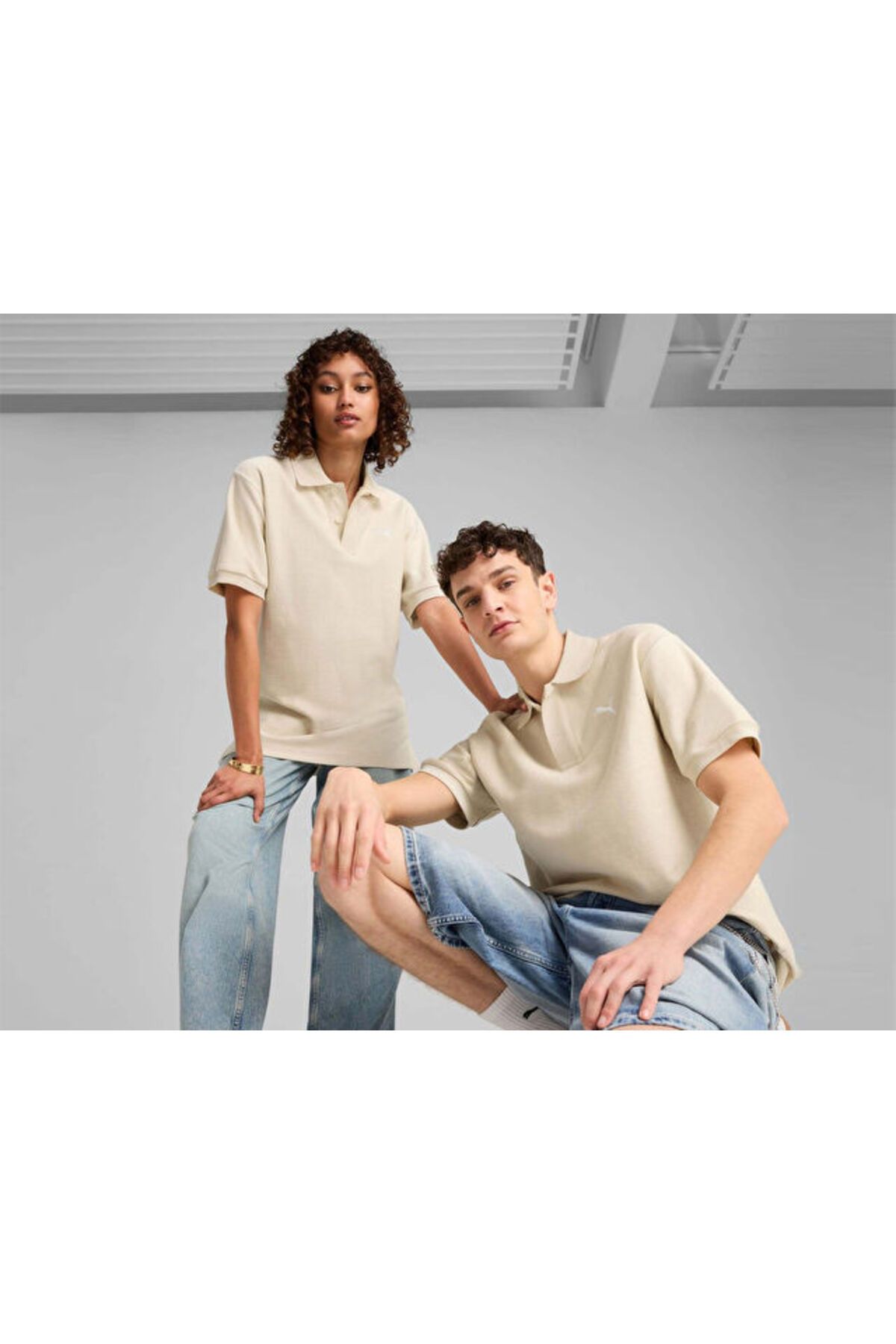 Puma Premium Ess Jacquard Polo Unisex Günlük Polo Tişört 62967087 Bej