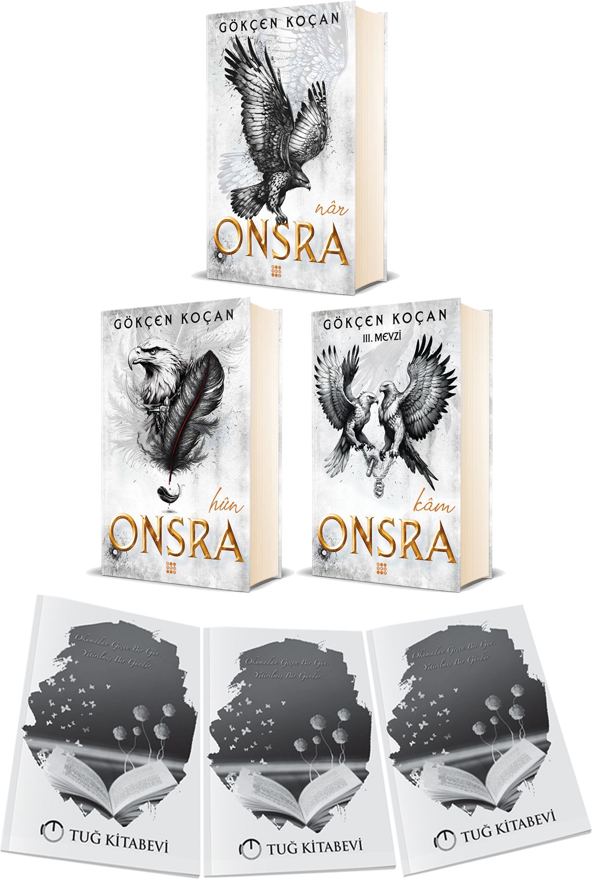 Dokuz Yayınları Onsra Nar - Hun - Kam Ciltli Gökçen Koçan 3 Kitap + Hediyeli