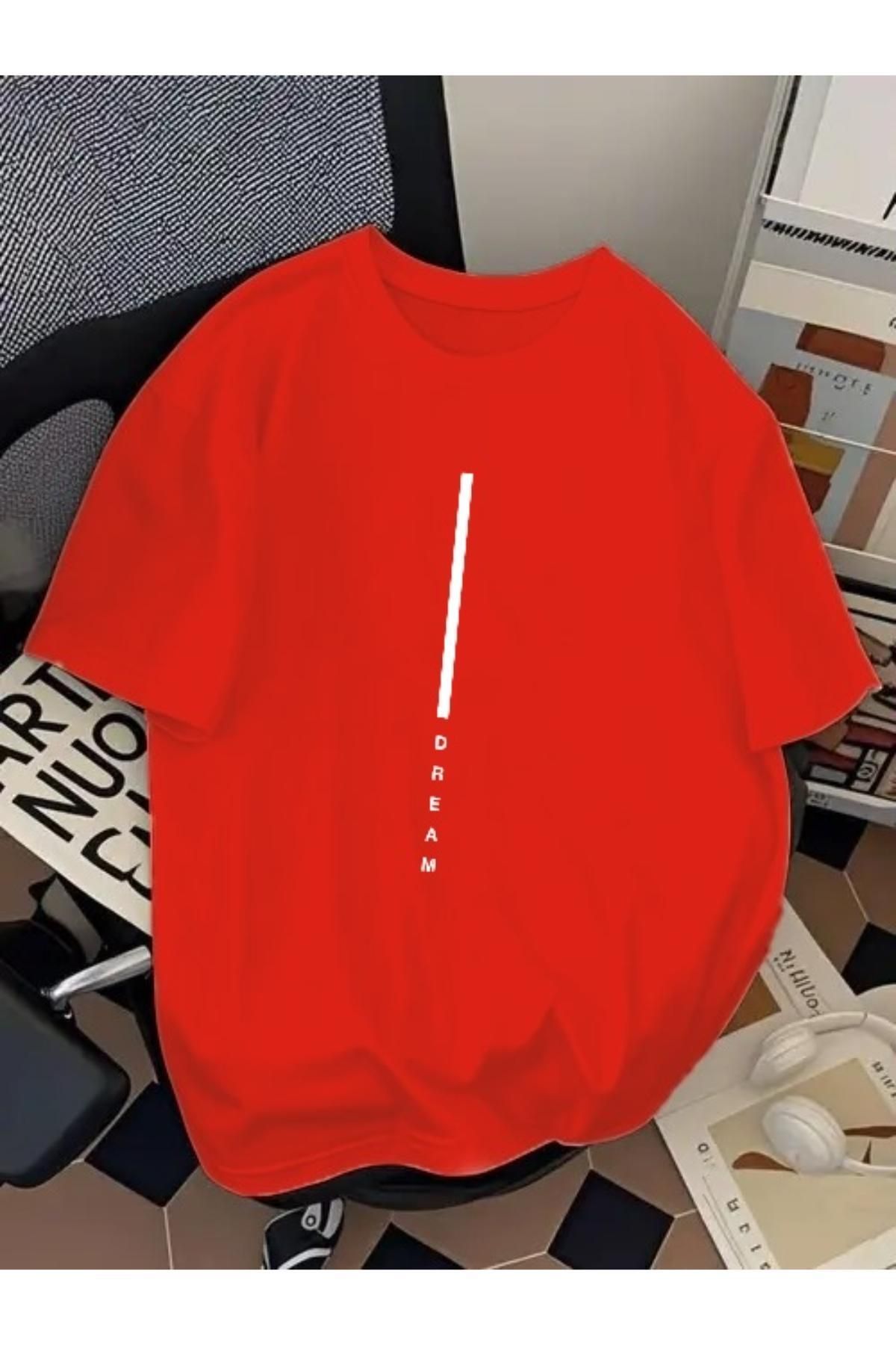 EQİ Dream Beyaz Çizgi Baskılı Oversize T-Shirt