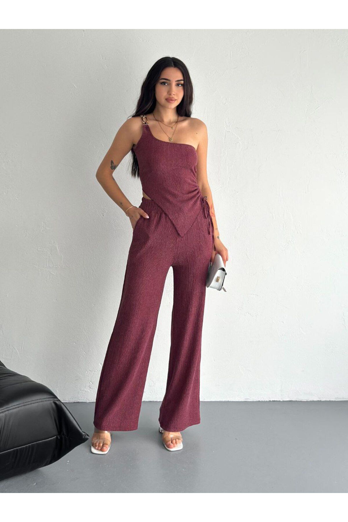 MODA Bürümcük Kumaş Asimetrik Takım