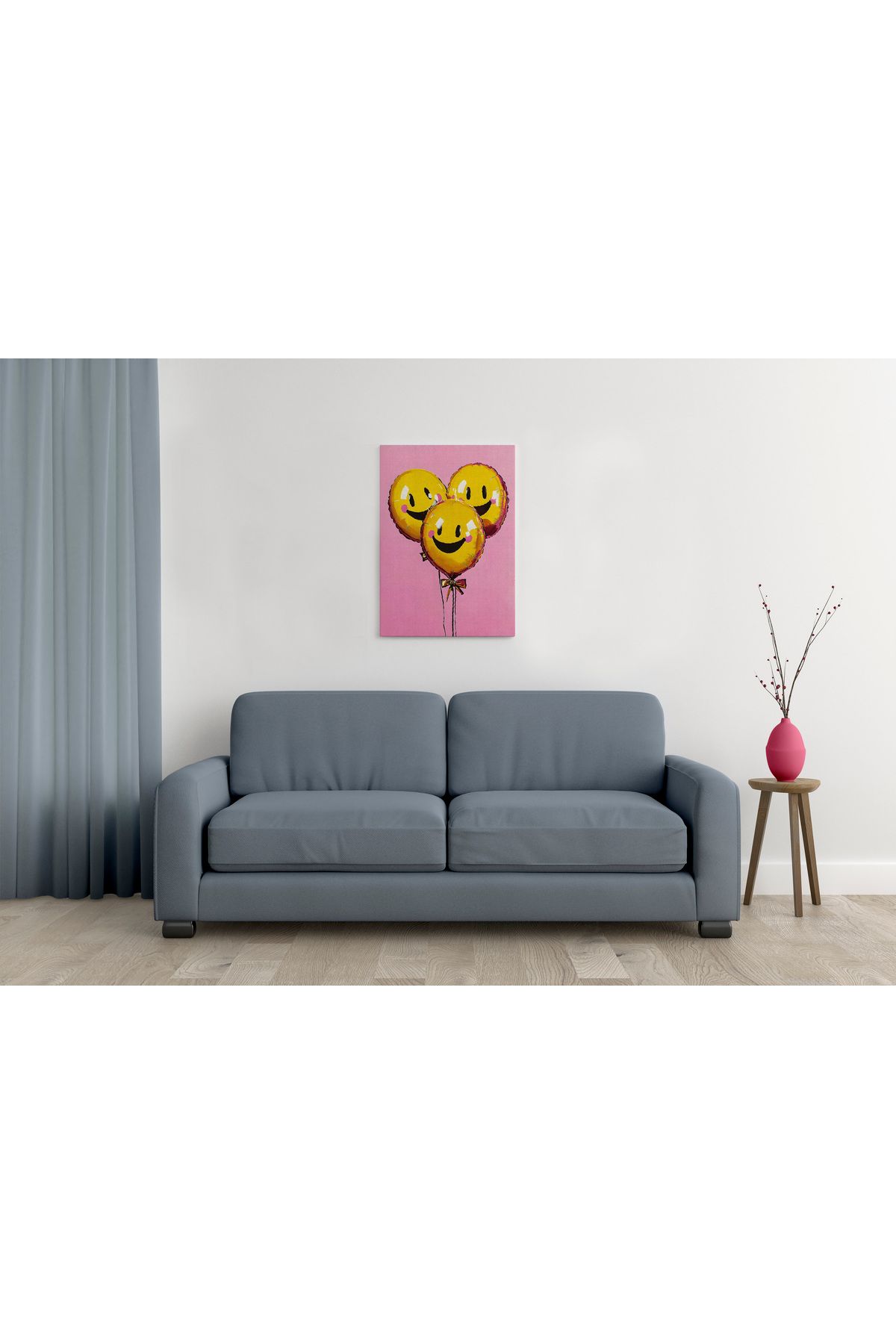 waspandhornet Üçlü Gülümseyen Balon Tasarımlı Tablo