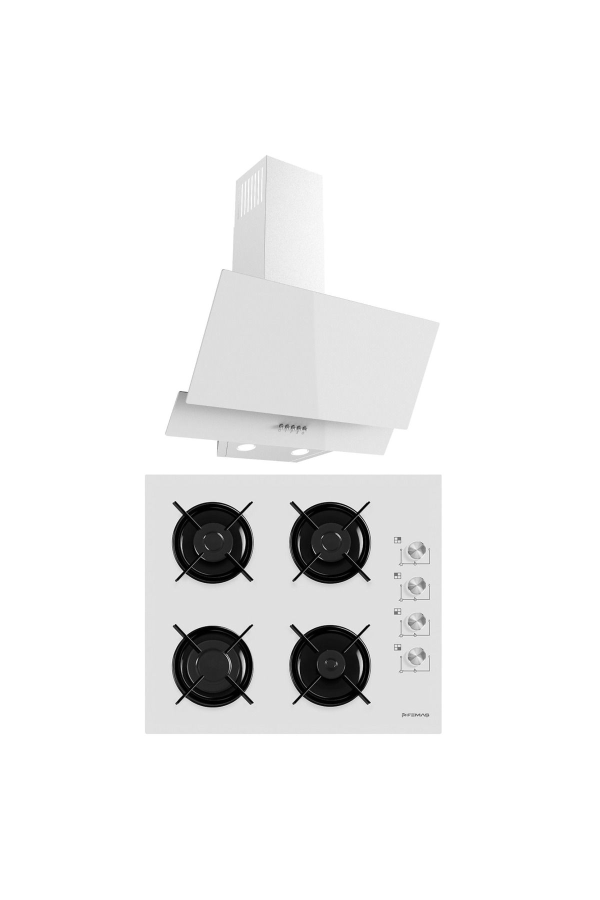 Femaş & Ferre Beyaz Cam 2'li Ankastre Set ( FD102-3140 )