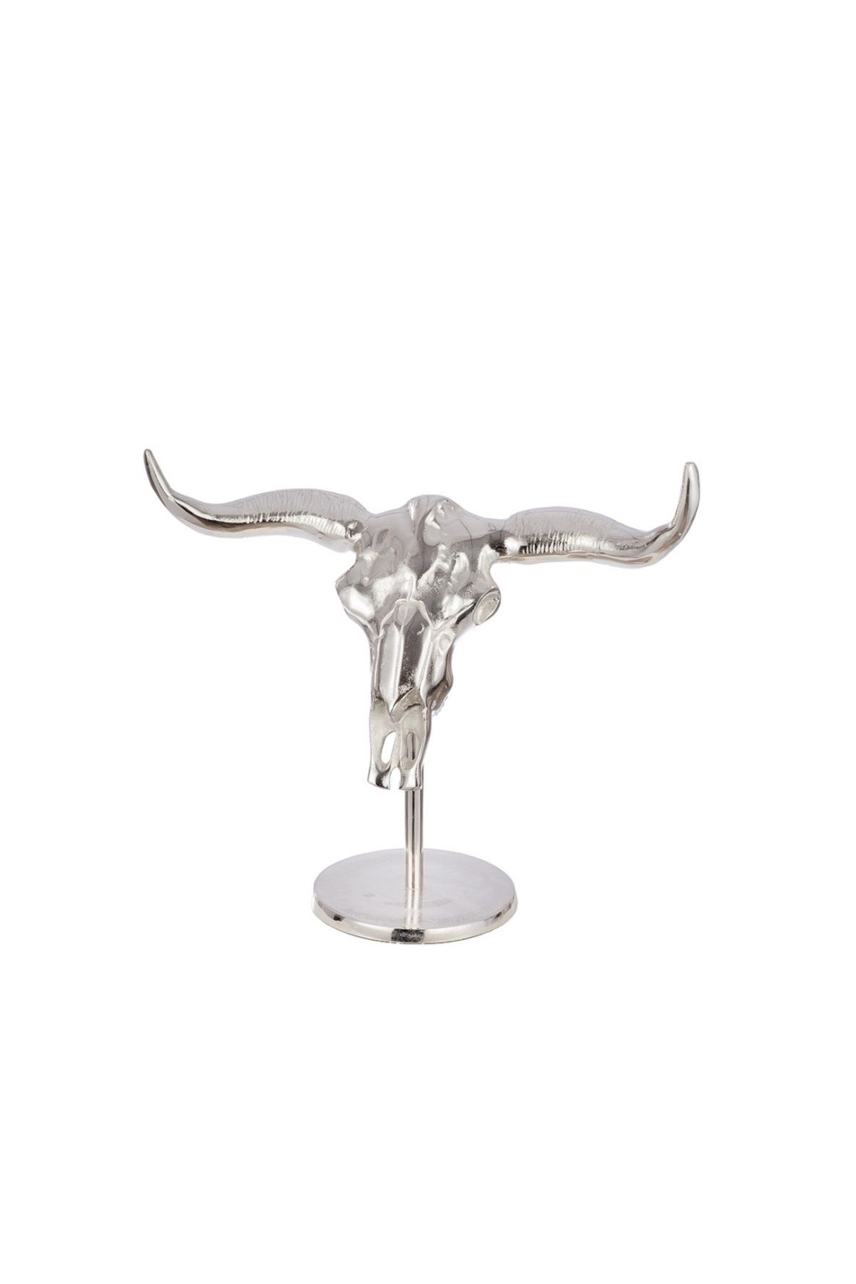 Gilde Gılde Heykel Duvar Objesi Boğa Motifi Alüminyum Gümüş Renkli L.22 Cm W.53 Cm H.45 Cm