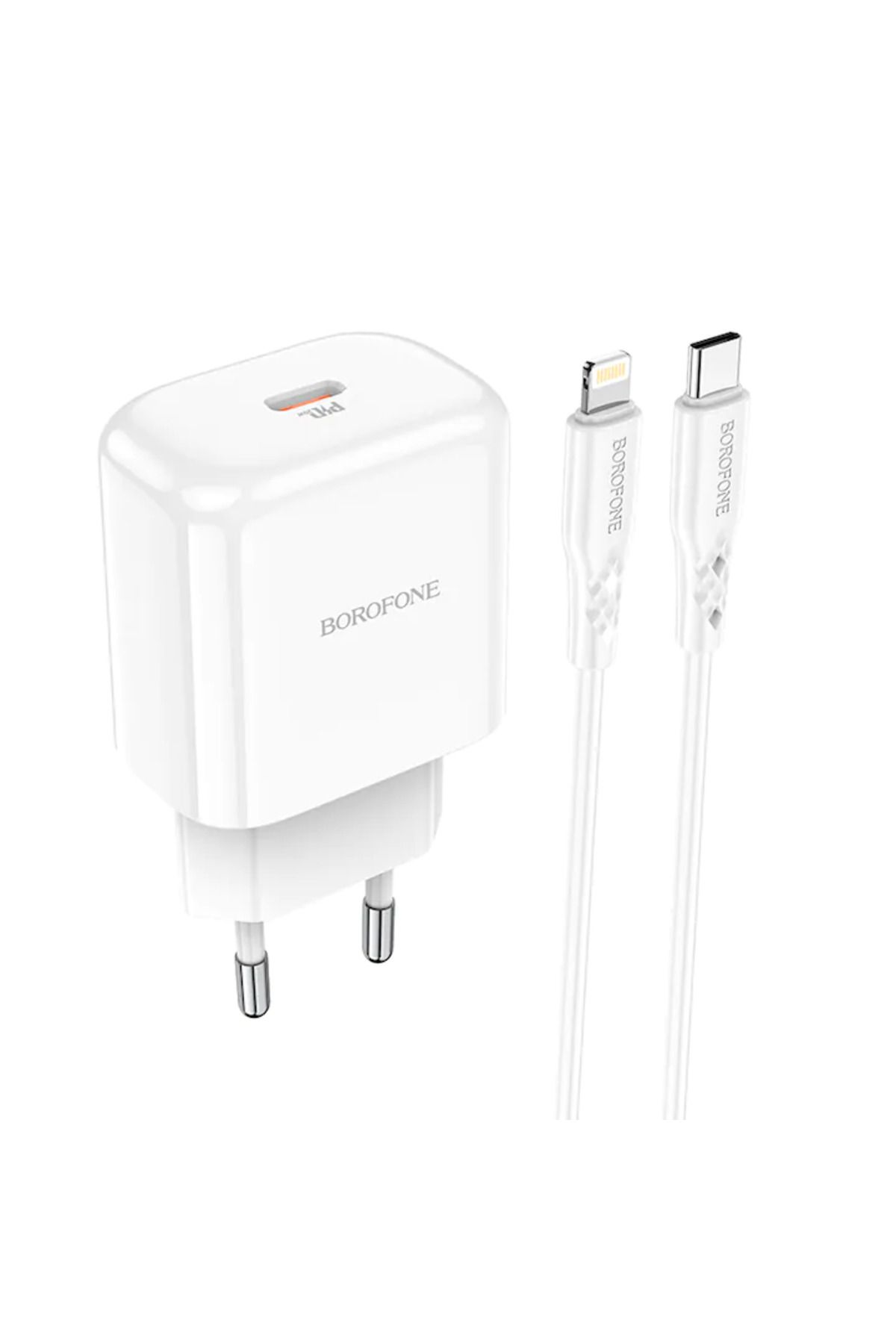 Borofone-Încărcător Bn3 Premium 20w, 1 cablu USB tip C cu încărcare rapidă, 1 cablu Lightning - Alb 6