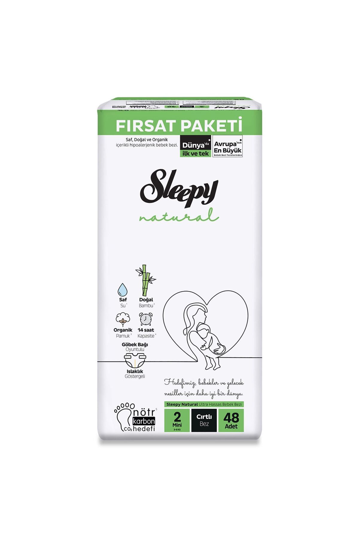 Sleepy Natural Bebek Bezi Fırsat Paketi 1 Beden 50 Adet