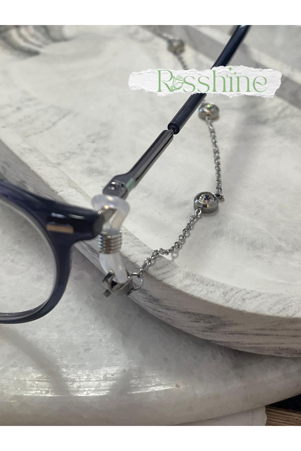 rosshine Silver Taş Detaylı Gözlük Askısı