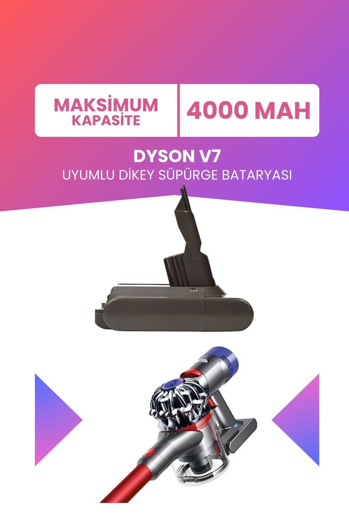 ELECTROLL Dyson V7 Uyumlu Batarya SV11 (MAKSİMUM KAPASİTE) 21.6 V 4000mah Dikey Süpürge Bataryası