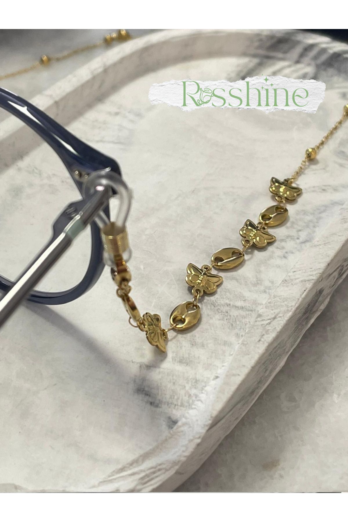 rosshine Gold Kelebek Detay Gözlük Askısı