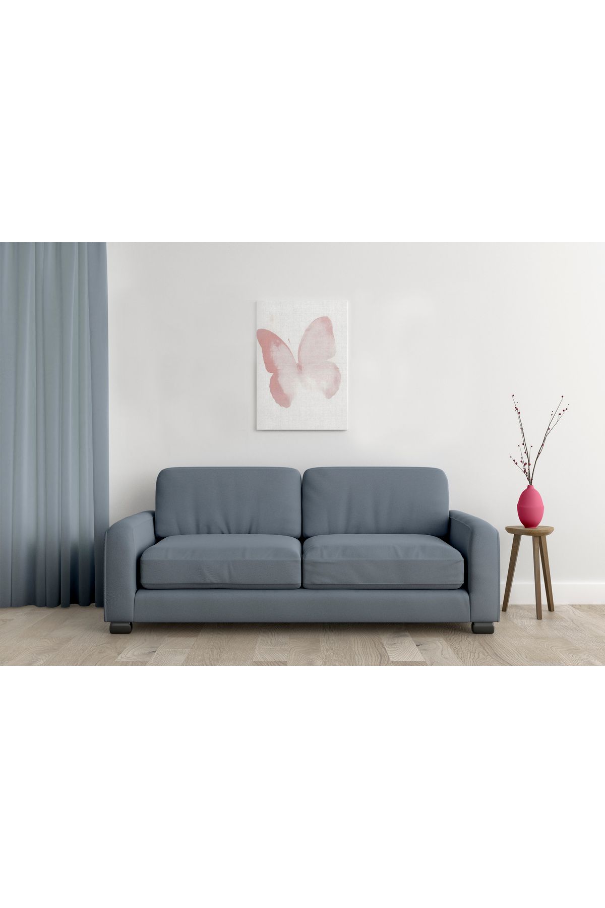 waspandhornet Pembe Kelebek Motifli MDF Tablo