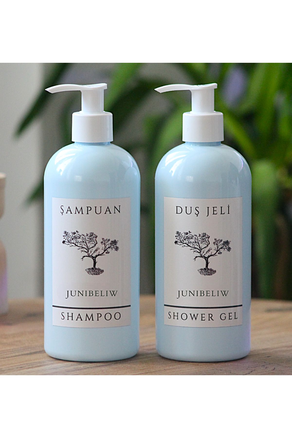 junibeliw 2li Set Bebek Mavisi Plastik Şişe BOŞ Mika Duş Jeli Şampuan Şişesi 2x400ml