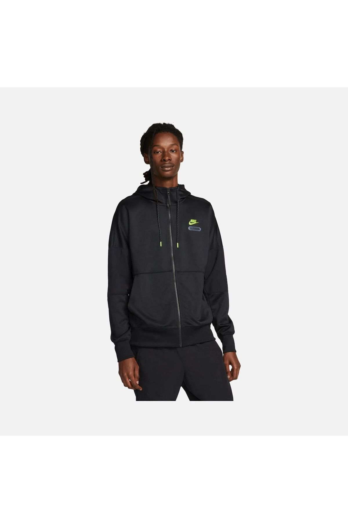 Nike Sportswear Air Max Full-Zip Hoodie Erkek siyah fermuarlı kapüşonlu siyah Sweatshirt fb1435-010
