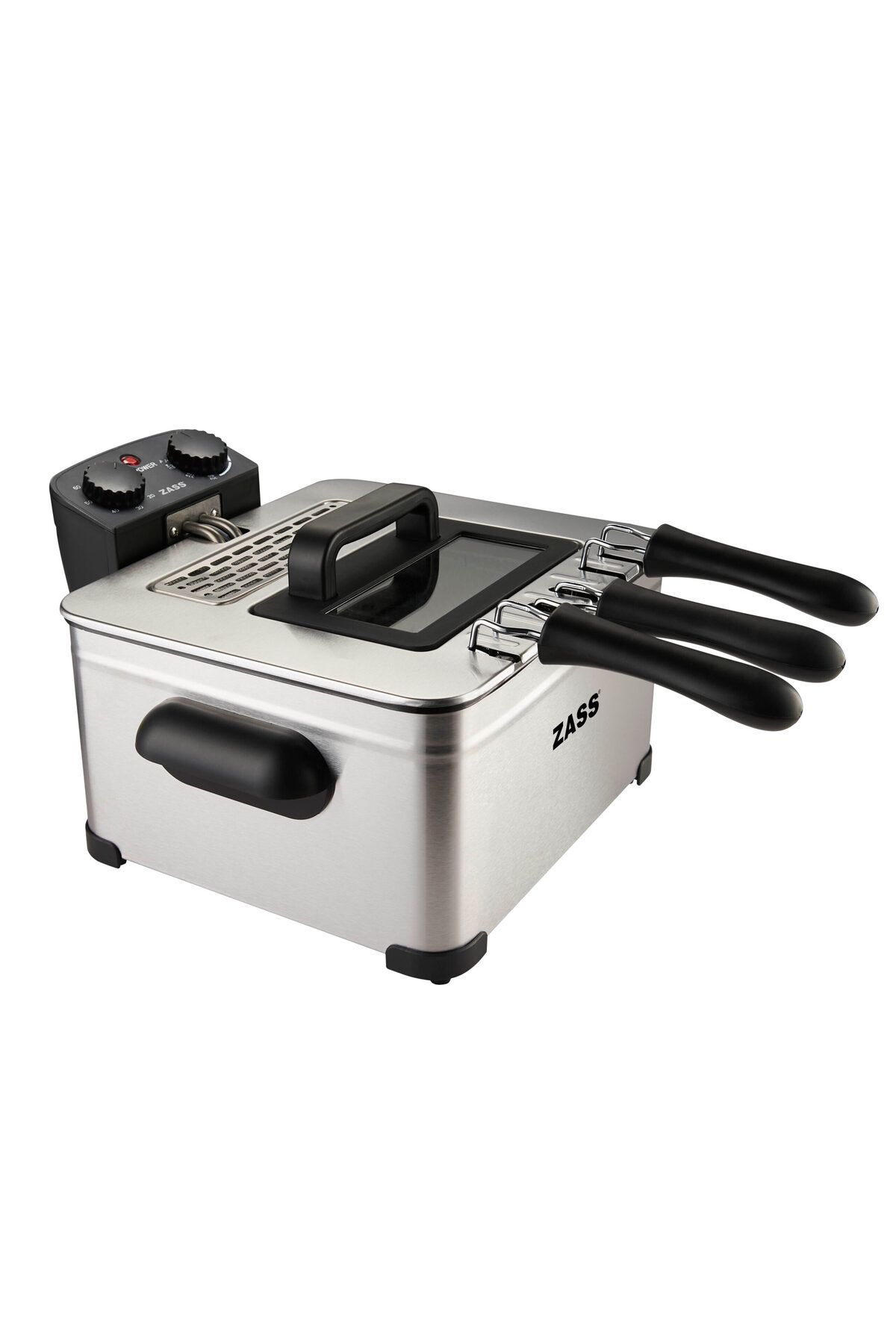 Zass-Friteuză dublă din oțel inoxidabil Zdf 07, 2000w, 5l, 3 coșuri, capac cu sticlă, cronometru 60 de minute 4