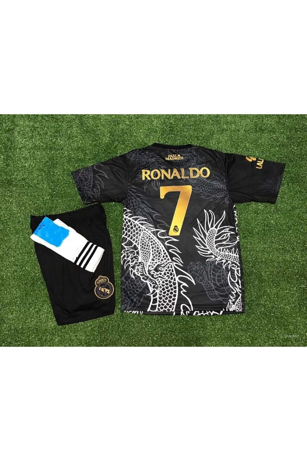 Atlas Global REAL MADRİD SİYAH DESENLİ ÖZEL TASARIM 3 LÜ SET RONALDOO