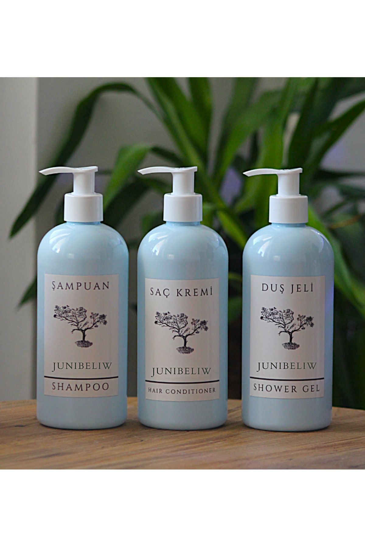 junibeliw 3lü Set Bebek Mavisi Plastik Şişe BOŞ Mika Saç Kremi Duş Jeli Şampuan Şişesi 3x400ml