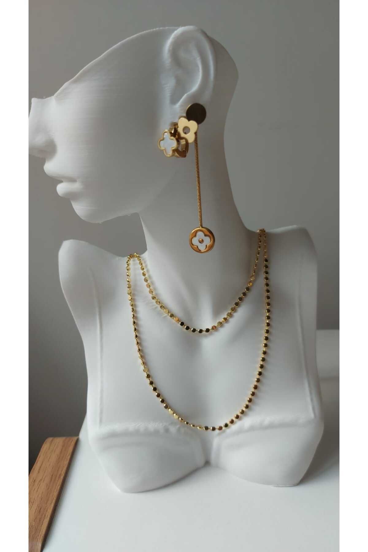 staınless steel RUSECA JEWELRY MİNİMAK ÇİÇEK MOTİFLİ ŞIK TASARIM 6 LI KÜPE SET GOLD