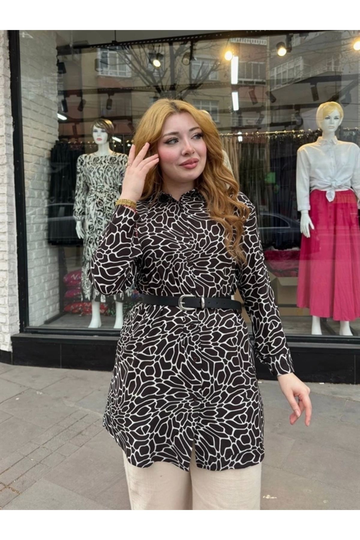 Lale Moda Desenli tunik gömlek