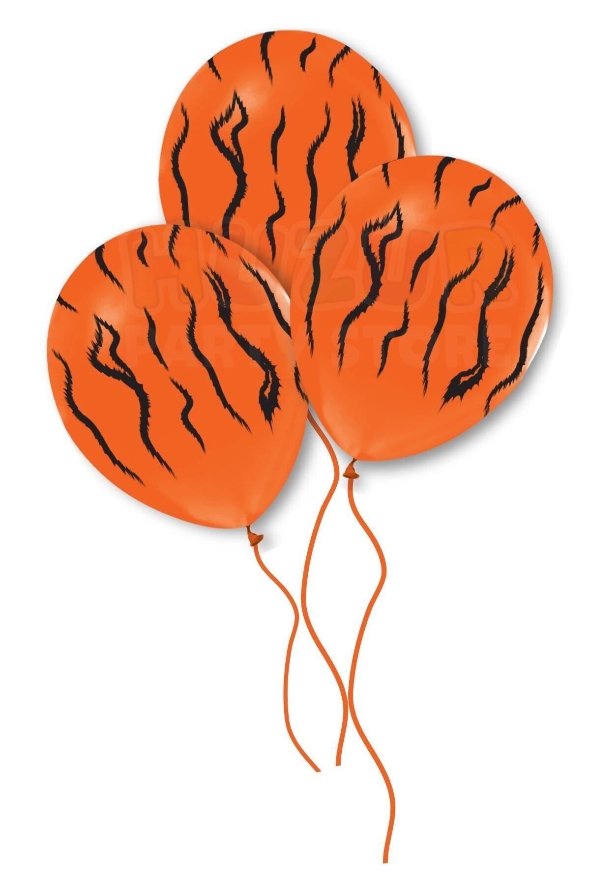 DOĞA PARTİ EVİ Kaplan Desen Baskılı Turuncu Balon 10 Adet 30 Cm Safari Konsept Temalı Çizgi Detaylı Doğum Günü