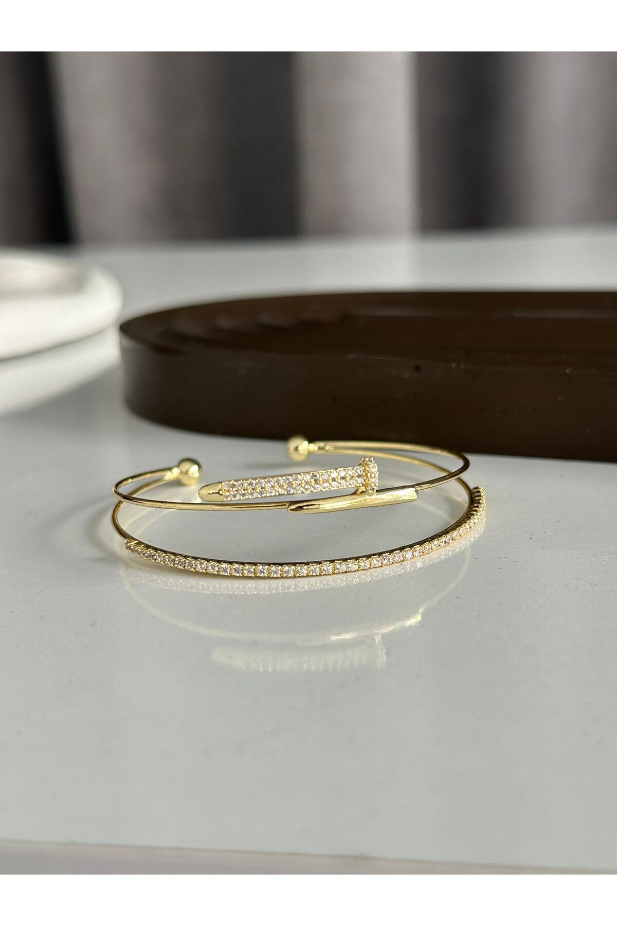 DMR Accessoire çelik gold çivi model kelepçe bileklik bilezik