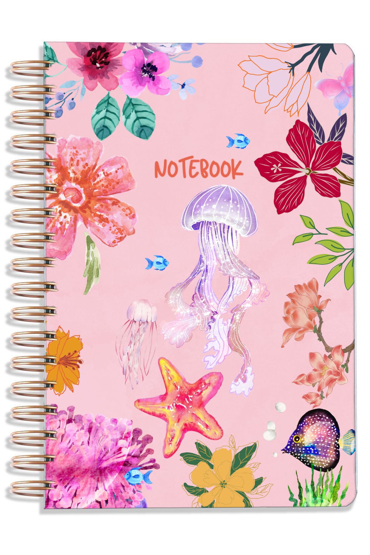 Crow Notebook A5 15x21 Cm Lastikli Spiralli Sert Kapak Tarihsiz Noktalı Not Defteri Deniz Mahsulü