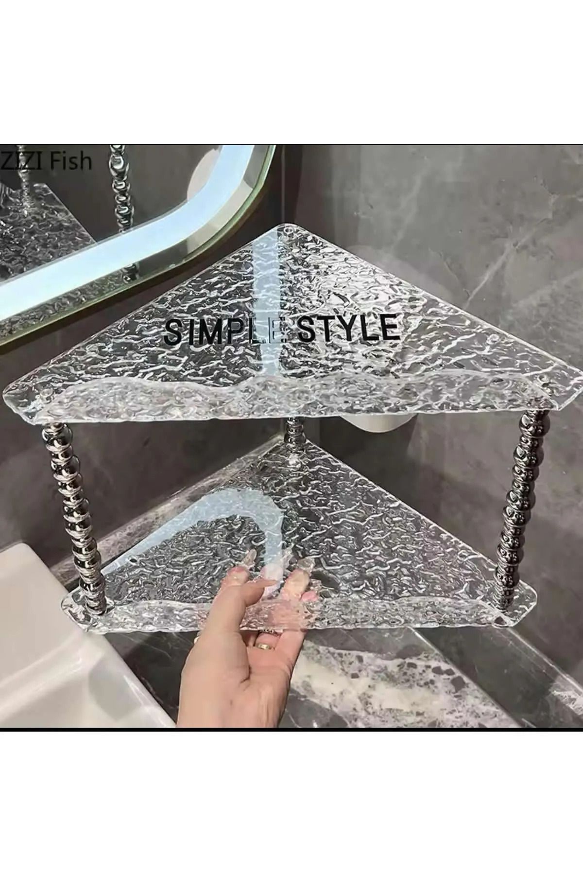 YAKUT prime Flix 2 Katlı Lüx Üçgen Şeklinde Raf Banyo Düzenleyici Makyaj Takı Organizeri