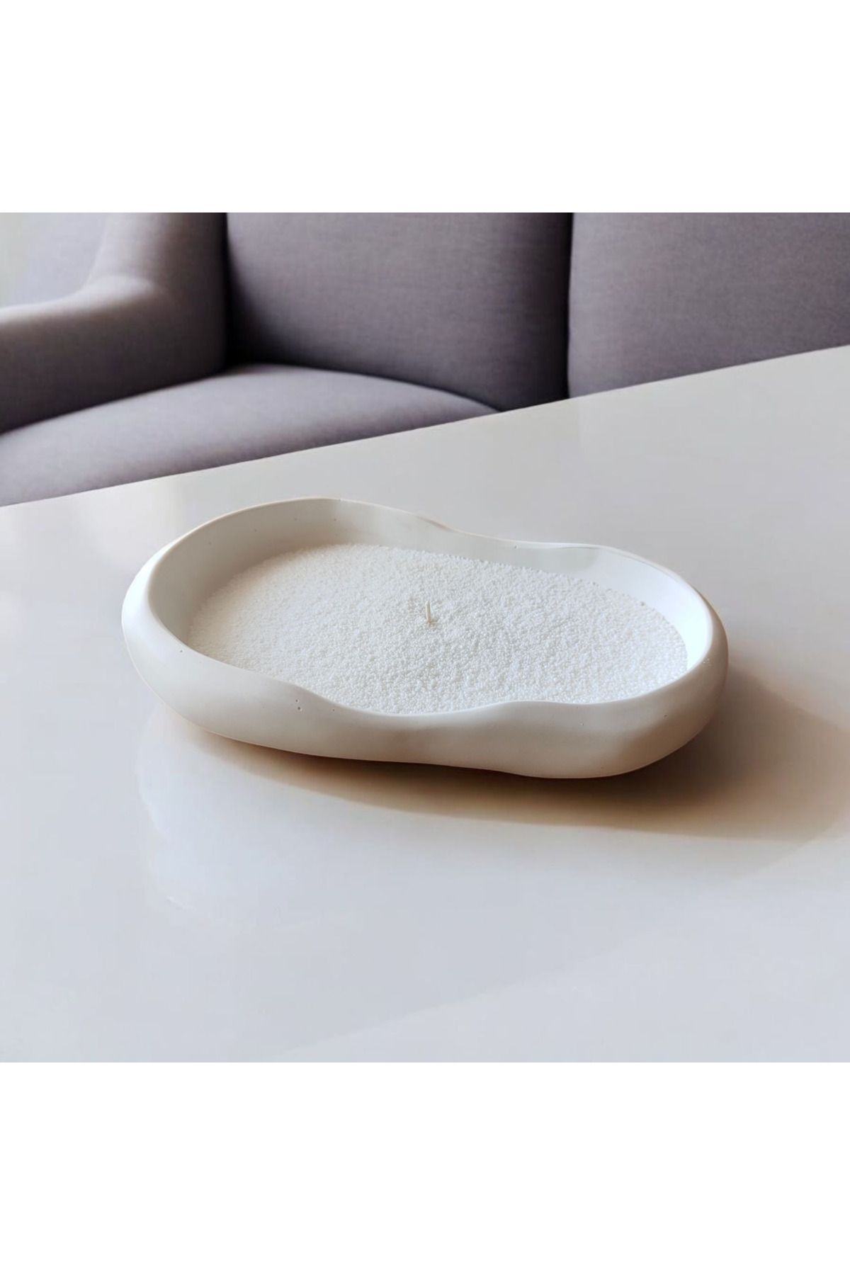 MAYDA STUDIOS OVAL ASİMETRİK BETON TABAK, MUM, ANAHTAR, TAKI TEPSİSİ, DEKORATİF EL YAPIMI DÜZENLEYİCİ