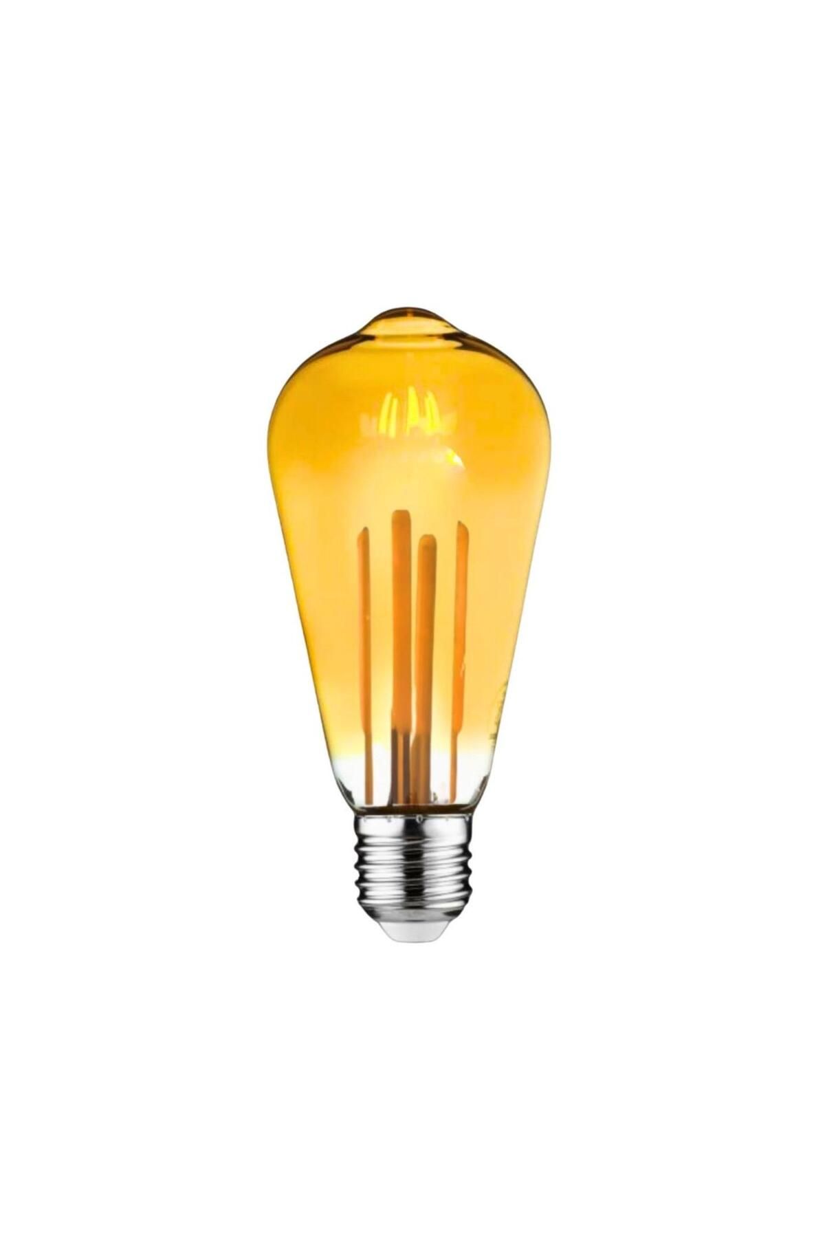 CONANA Ledx Armut Tasarım E27 Rustik Ampul Vintage Amber (Kırılmaz Plastik Gövde)