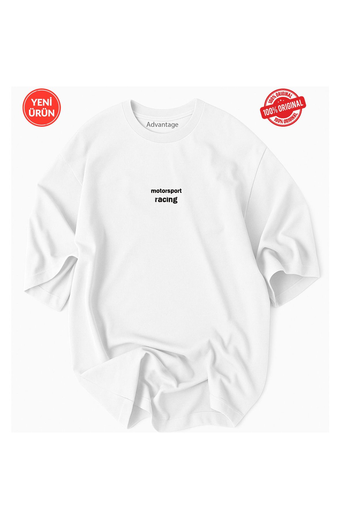 Advantage Motorsport Racıng minimal Karakalem çizim Baskılı %100 Pamuklu Lisanslı Premium T-Shirt