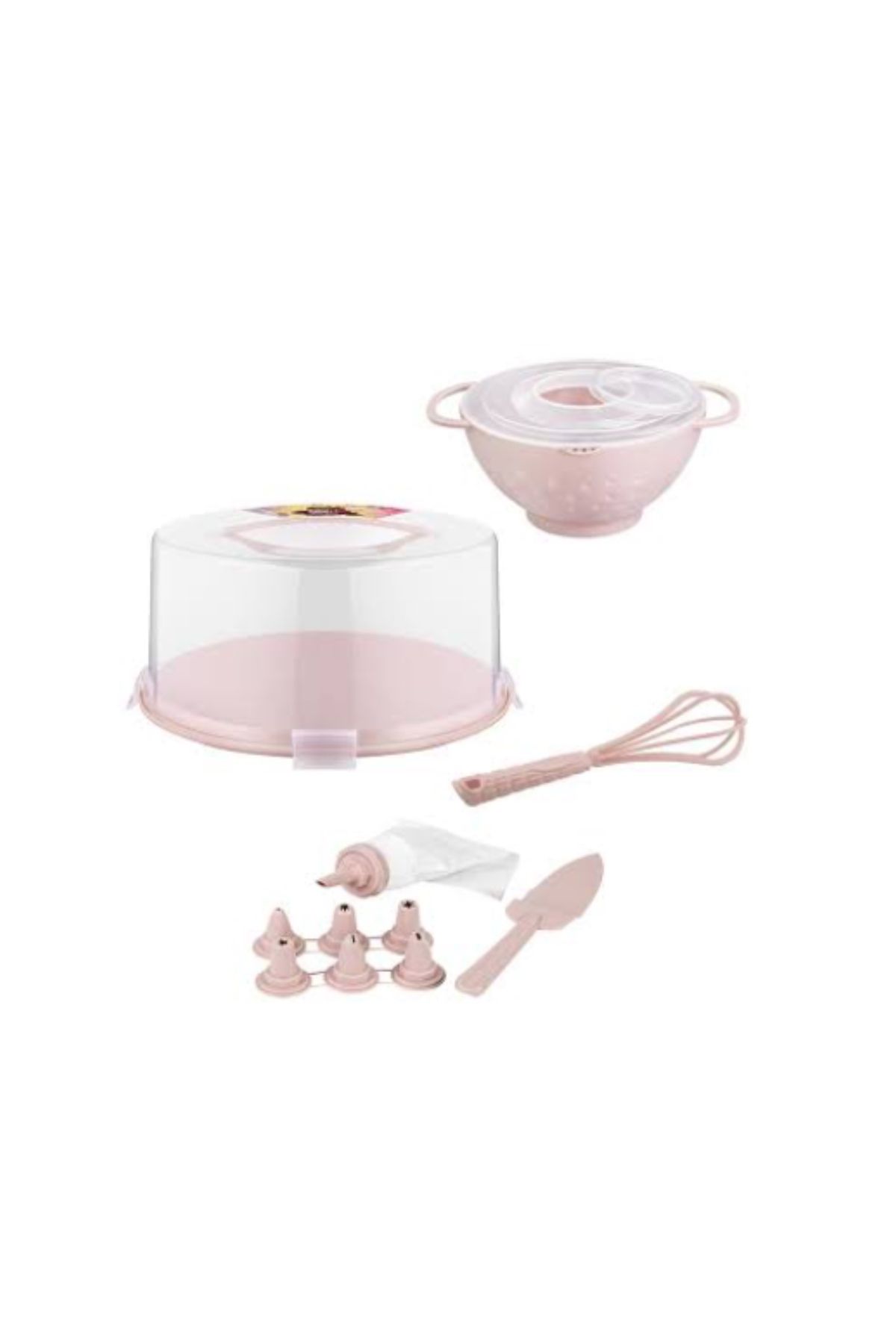 abnturk Jumbo Büyük Boy Kek Ve Pasta Hazırlama Seti Fanuslu Çırpıcılı Pasta Seti 35cm -yükseklik 18cm